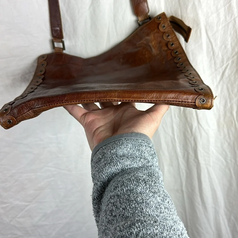 Vintage PRINCIPE Brown Leather COWHIDE PONY HAIR Satchel Crossbody Made in Italy